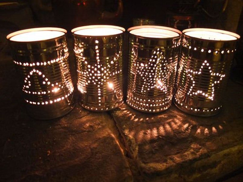 Turn metal coffee cans into beautiful luminaries