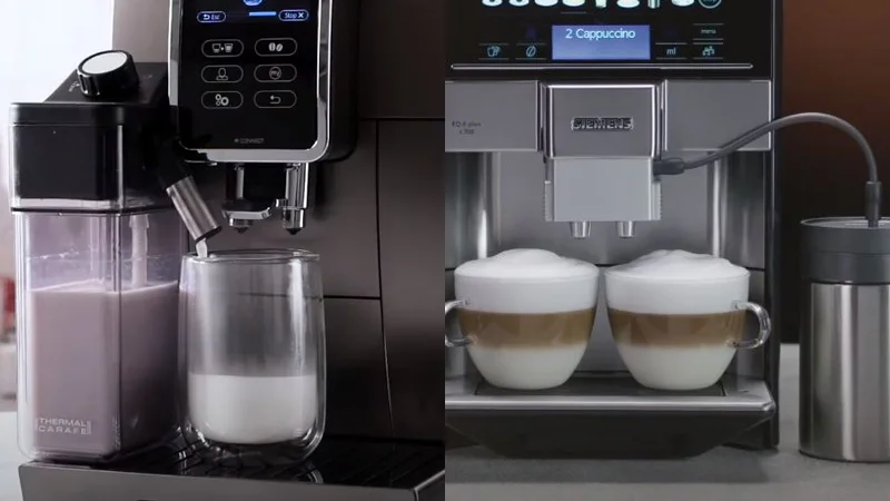 delonghi dinamica plus vs siemens eq 6's automatic milk frothing systems