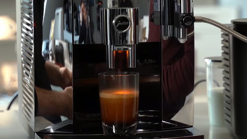 Jura E8 has a separate spout for hot water