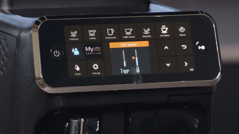 Philips 4300 has an icon touch panel and a central LCD screen